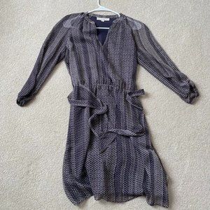 Loft Snakeskin print tie purple dress Sz S